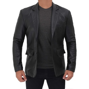 image:imageMens Real Lambskin Leather Suit Jacket Sport Coat Style Business CasualBlack