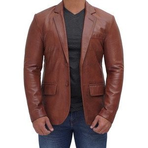 image:imageMens Real Lambskin Leather Suit Jacket Sport Coat Style Business CasualBrown