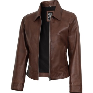image:imageDecrum Womens Real Lambskin Leather Vintage Style Jacket for WomenM Cognac Wax
