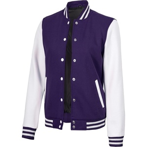 image:imageDecrum Varsity Bomber Jacket Women  High School baseball Style Letterman Jacket WomenPurple White