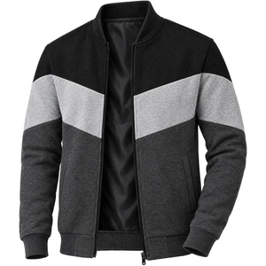image:imageDecrum Mens Bomber Jacket  Fleece Varsity Jacket for MenBlack Heather Grey Charcoal