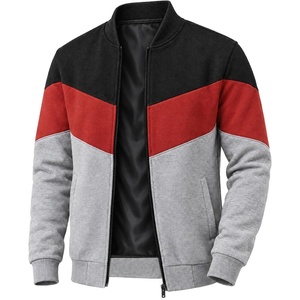 image:imageDecrum Mens Bomber Jacket  Fleece Varsity Jacket for MenBlack Red Heather Grey