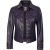 image:imageTrucker Leather Jacket Women  Real Lambskin Vintage Womens Leather JacketPurple Wax