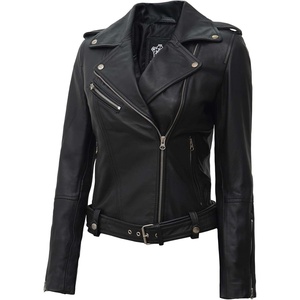 image:imageDecrum Asymmetrical Real Lambskin Biker Style Womens Leather JacketBlack