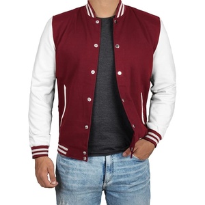 image:imageDecrum Varsity Jacket Men  Casual High School Baseball Bomber Letterman Jacket MenMaroon White