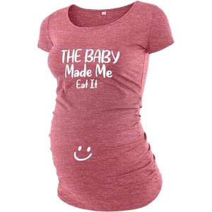 image:imageGraphic Maternity Shirts for Women  Comfortable Short Sleeve Funny Womens Pregnancy TopsHeather Pink Baby Made Me Eat It Maternity Shirt