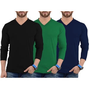 image:imageDecrum V Neck Long Sleeve Shirts for Men  Soft Full Sleeve Casual Style Mens Long Sleeve Tee Shirts MultipackPack of 3  Lgs Set 1 Vneck Shirt Mens