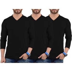 image:imageDecrum V Neck Long Sleeve Shirts for Men  Soft Full Sleeve Casual Style Mens Long Sleeve Tee Shirts MultipackPack of 3  Lgs Set 14 Vneck Shirt Mens