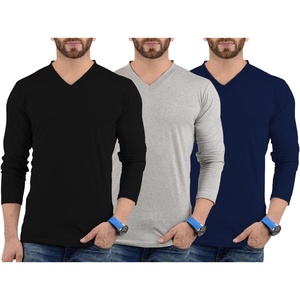 image:imageDecrum V Neck Long Sleeve Shirts for Men  Soft Full Sleeve Casual Style Mens Long Sleeve Tee Shirts MultipackPack of 3  Lgs Set 3 Vneck Shirt Mens
