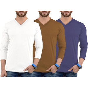 image:imageDecrum V Neck Long Sleeve Shirts for Men  Soft Full Sleeve Casual Style Mens Long Sleeve Tee Shirts MultipackPack of 3  Lgs Set 37 Vneck Shirt Mens
