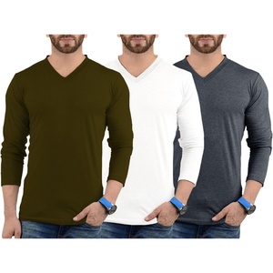 image:imageDecrum V Neck Long Sleeve Shirts for Men  Soft Full Sleeve Casual Style Mens Long Sleeve Tee Shirts MultipackPack of 3  Lgs Set 38 Vneck Shirt Mens
