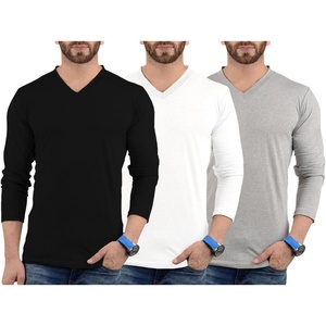 image:imageDecrum V Neck Long Sleeve Shirts for Men  Soft Full Sleeve Casual Style Mens Long Sleeve Tee Shirts MultipackPack of 3  Lgs Set 39 Vneck Shirt Mens