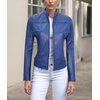 image:imageDecrum Cafe Racer Leather Jacket Women  Real Lambskin Casual Womens Leather JacketBlue