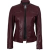 image:imageDecrum Cafe Racer Leather Jacket Women  Real Lambskin Casual Womens Leather JacketBurgundy