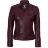 image:imageDecrum Cafe Racer Leather Jacket Women  Real Lambskin Casual Womens Leather JacketBurgundy