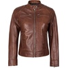 image:imageDecrum Cafe Racer Leather Jacket Women  Real Lambskin Casual Womens Leather JacketCognac Wax