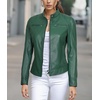 image:imageDecrum Cafe Racer Leather Jacket Women  Real Lambskin Casual Womens Leather JacketGreen