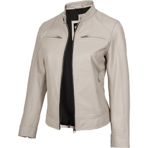 image:imageDecrum Cafe Racer Leather Jacket Women  Real Lambskin Casual Womens Leather JacketOffwhite