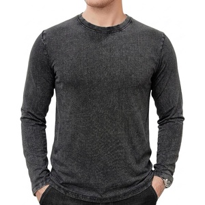 image:imageDecrum Casual Long Sleeve Shirts for Men  Crew Neck Mens Long Sleeve Tee ShirtsBlack Acid Wash