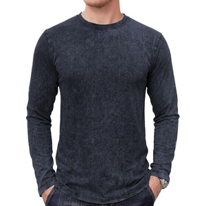 image:imageDecrum Casual Long Sleeve Shirts for Men  Crew Neck Mens Long Sleeve Tee ShirtsBlack Mineral Wash