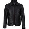 image:imageReal Lambskin Men Leather Jacket Vintage Style Shirt CollarBlack