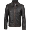 image:imageReal Lambskin Men Leather Jacket Vintage Style Shirt CollarBrown Ruboff