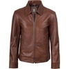 image:imageReal Lambskin Men Leather Jacket Vintage Style Shirt CollarCognac