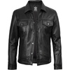 image:imageTrucker Leather Jacket Men  Vintage Style Real Lambskin Leather Jackets for Men with Button ClosureBlack