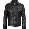 image:imageTrucker Leather Jacket Men  Vintage Style Real Lambskin Leather Jackets for Men with Button ClosureBlack