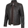 image:imageReal Lambskin Men Leather Jacket Vintage Style Shirt CollarBrown Ruboff
