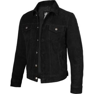 image:imageMens Real Suede Trucker Jacket  Vintage Style Suede Jackets for MenBlack
