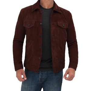 image:imageMens Real Suede Trucker Jacket  Vintage Style Suede Jackets for MenDark Brown